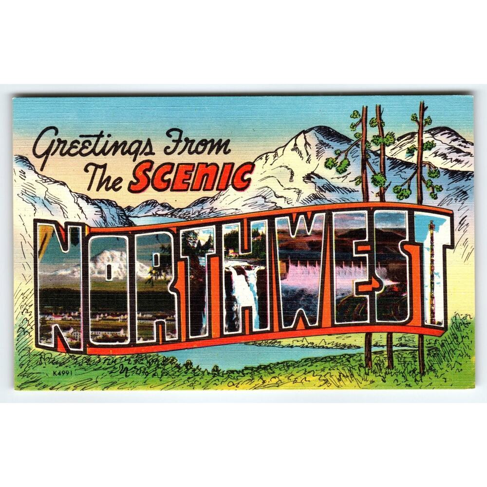 Vintage Scenic Northwest Linen Letter Postcard by Smith Scenic Views Tacoma WA